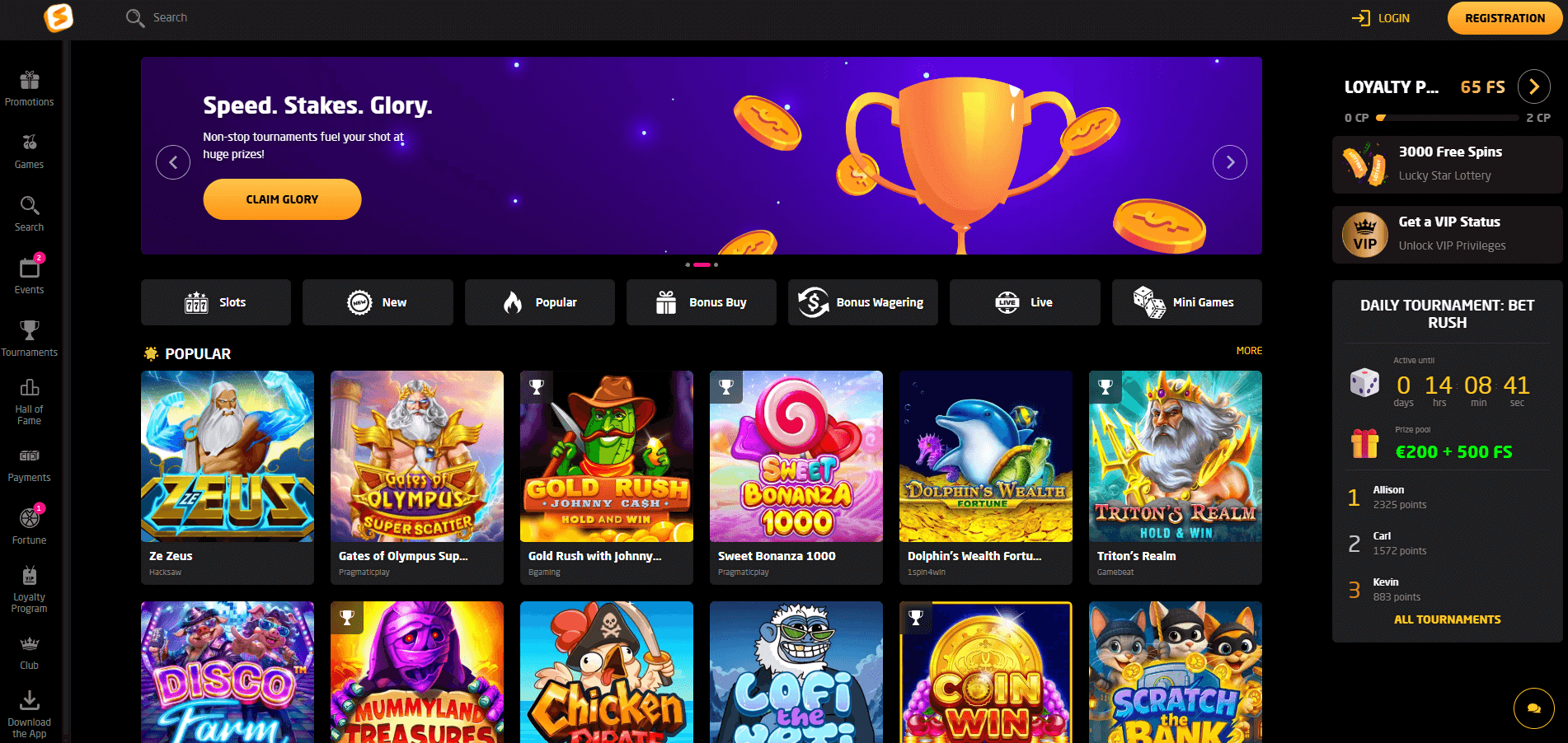 StayCasino homepage view